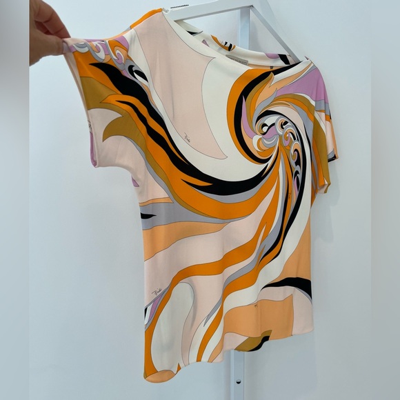 EMILIO PUCCI ORANGE MULTI TOP STYLE 82JN36 SIZE IT 46 / US 12 NWOTS! - Picture 4 of 17